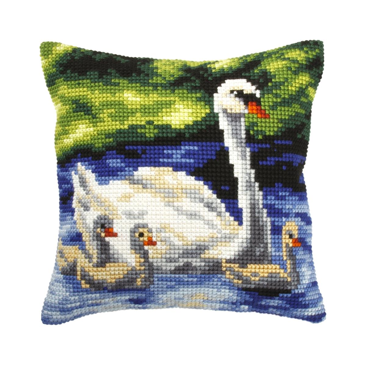 Cushion cross stitch kit  "Swans family" 9267-0