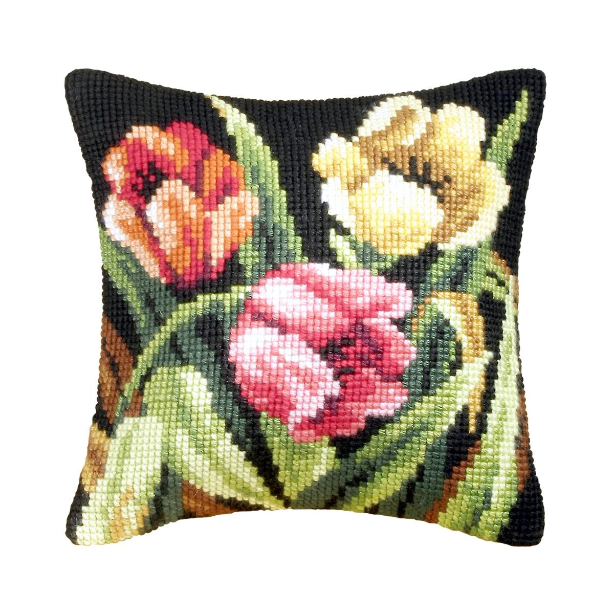 Cushion cross stitch kit  "Tumbling tulips" 9077-0