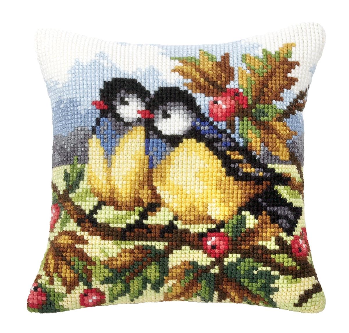 Cushion cross stitch kit  "Two titmice" 9022-0