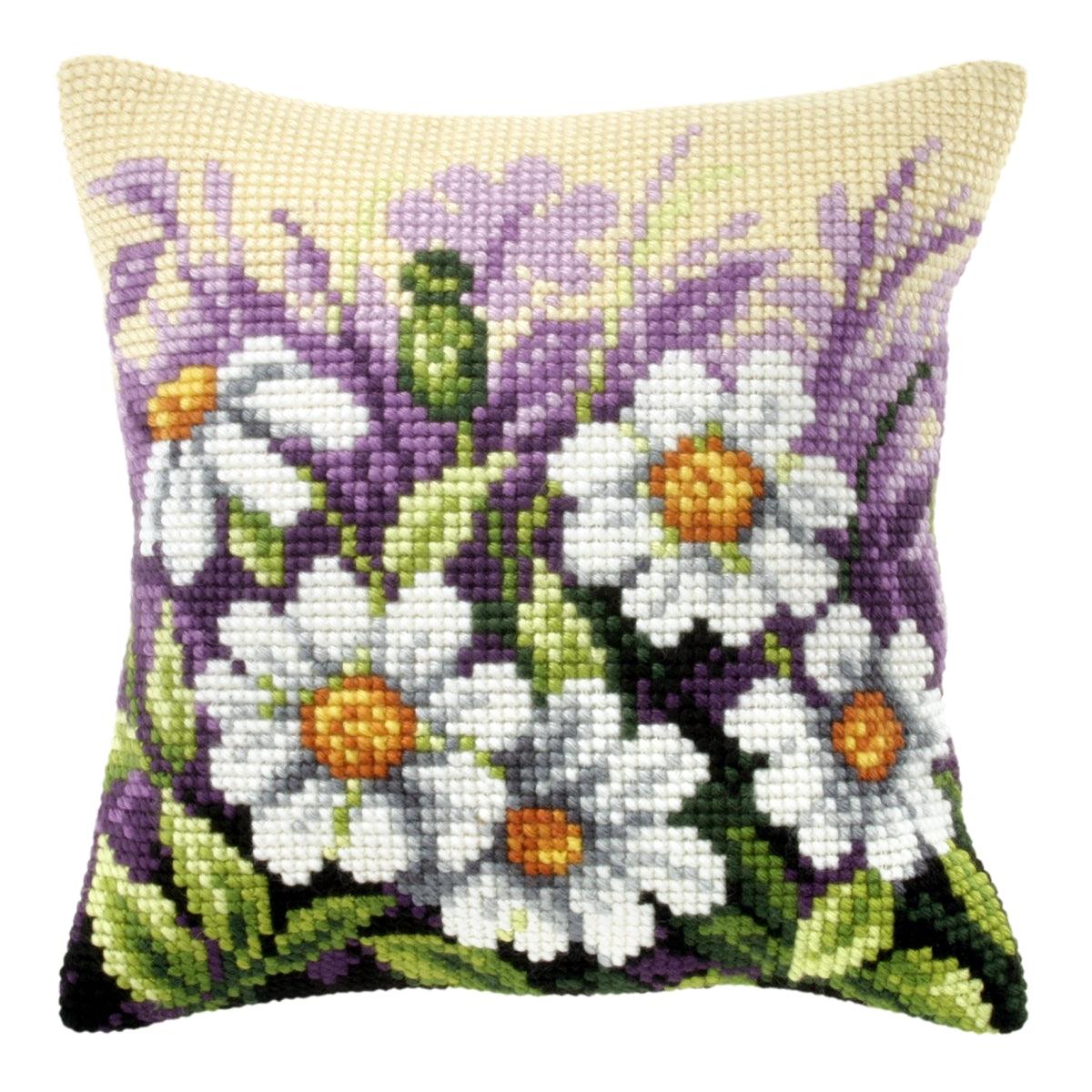 Cushion cross stitch kit  "White flowers on meeadow" 9122-0